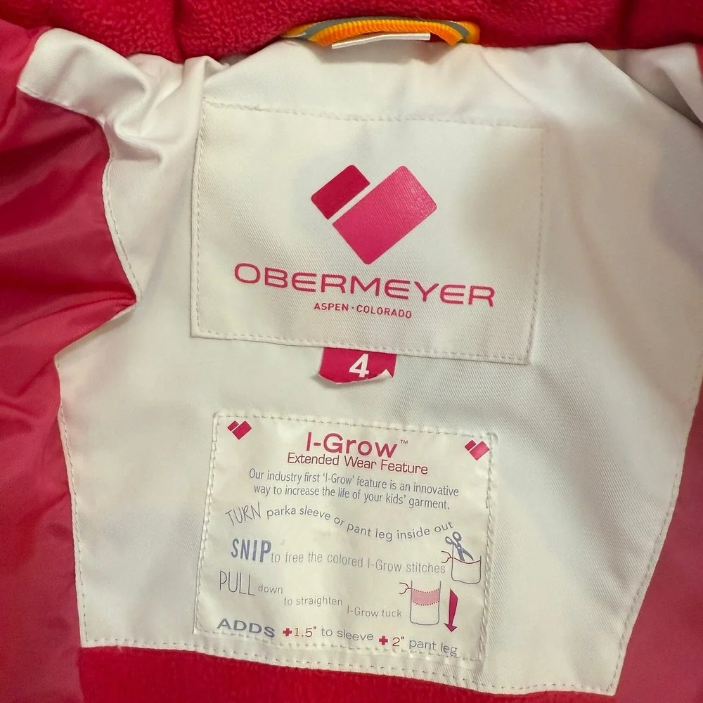Obermeyer girls white blue pink ski snowboard winter jacket size 4‎